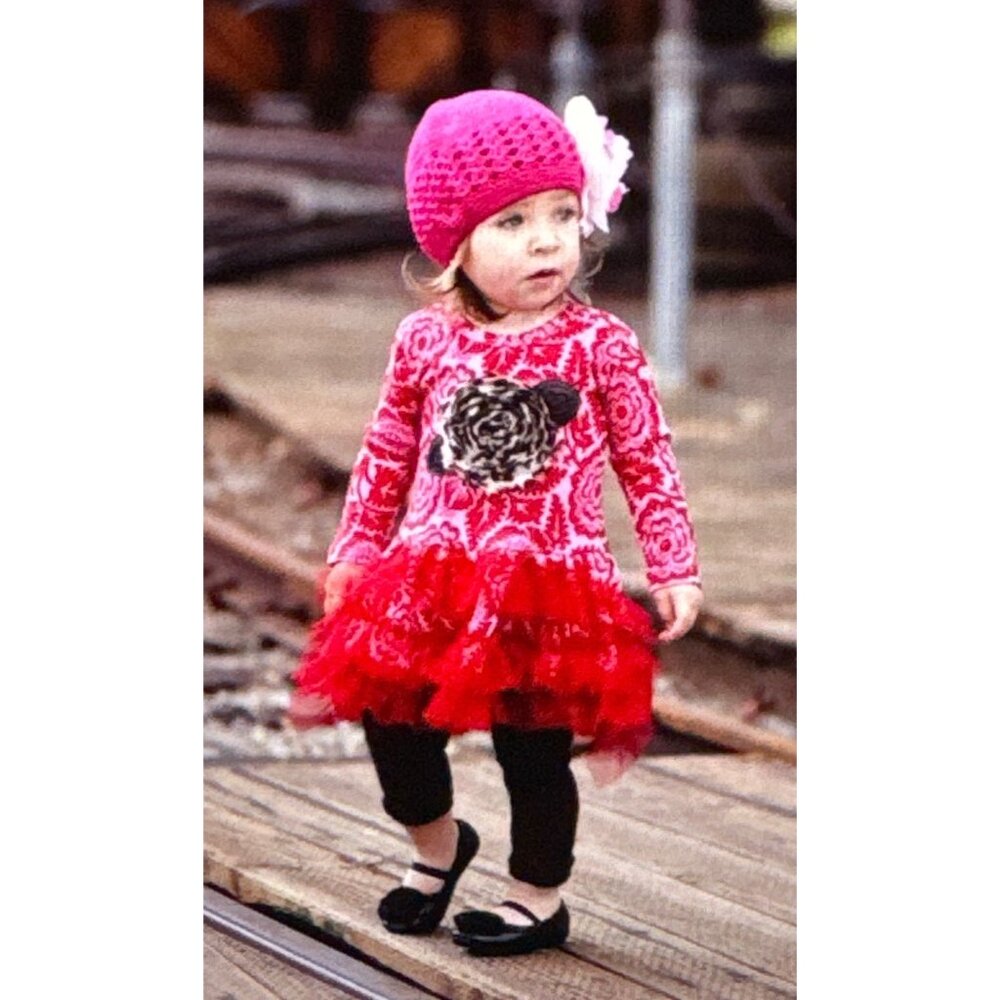 NWOT Giggle Moon 12 Months Dress Rub Red Ruffle Dress LollipopMoon Presents Fal